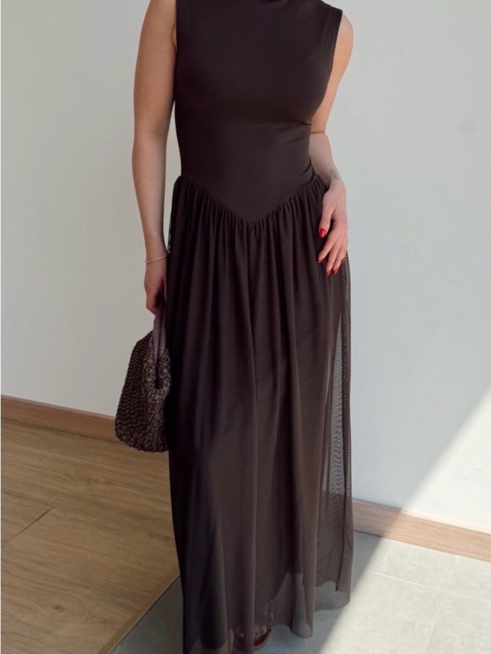Zara Chocolate Brown Dress with Back Zipper